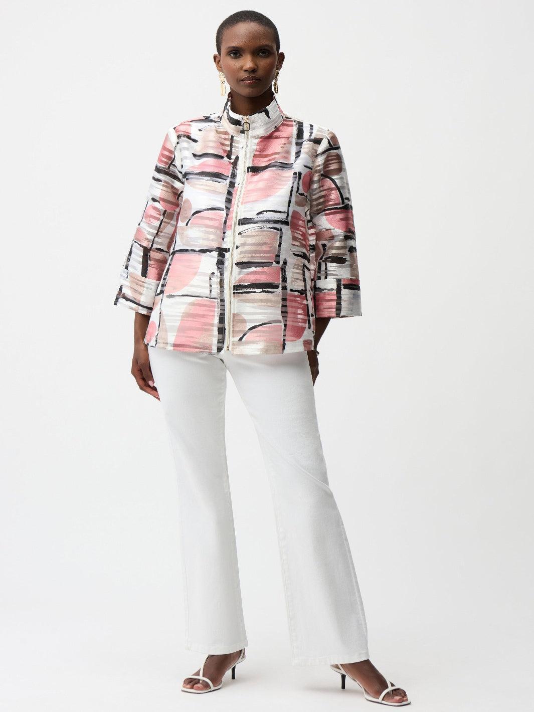 Joseph Ribkoff Jacquard Jacket In Vanilla/Multi 261052-Nicola Ross