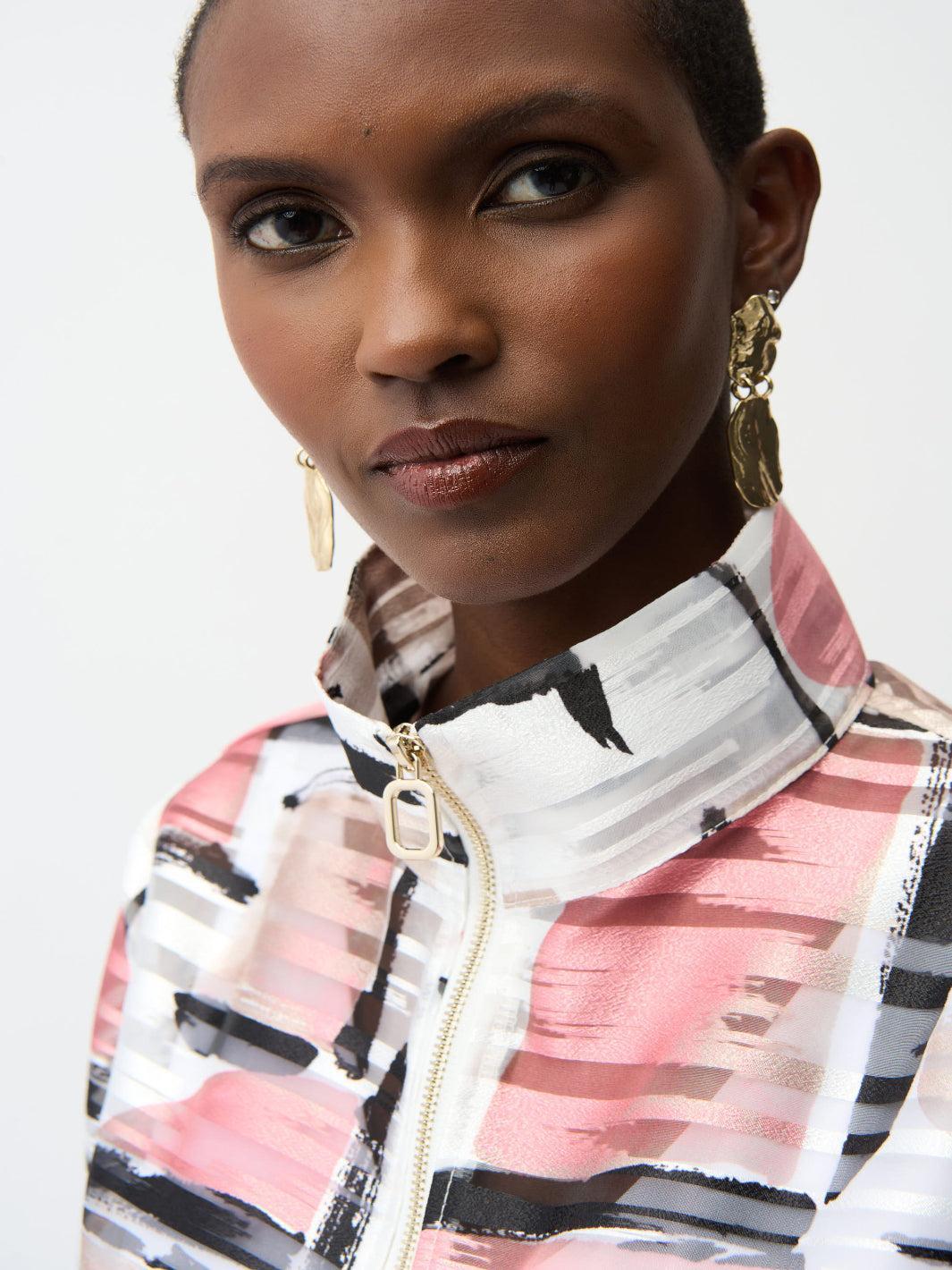 Joseph Ribkoff Jacquard Jacket In Vanilla/Multi 261052-Nicola Ross