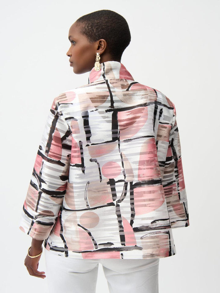 Joseph Ribkoff Jacquard Jacket In Vanilla/Multi 261052-Nicola Ross