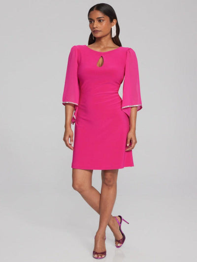 Joseph Ribkoff Keyhole Detailed Embellished Dress In Pink 241709-Nicola Ross