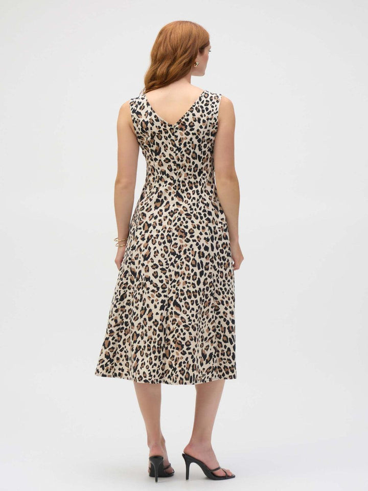 Joseph Ribkoff Knee-Length Animal Print Dress In Beige/Black 252095-Nicola Ross