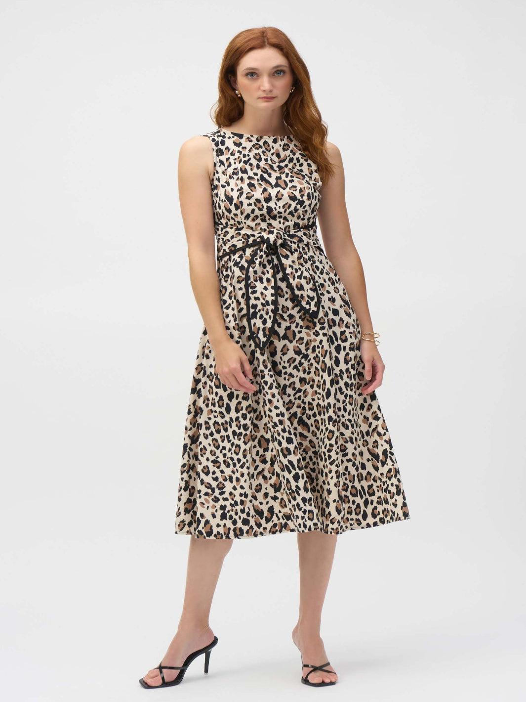 Joseph Ribkoff Knee-Length Animal Print Dress In Beige/Black 252095-Nicola Ross