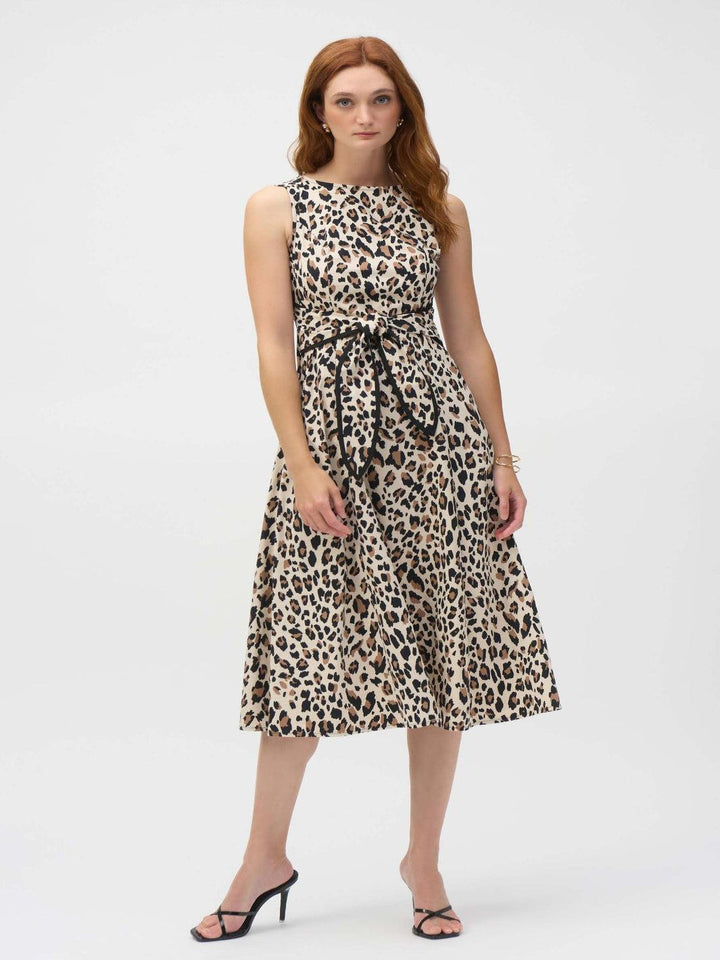 Joseph Ribkoff Knee-Length Animal Print Dress In Beige/Black 252095-Nicola Ross