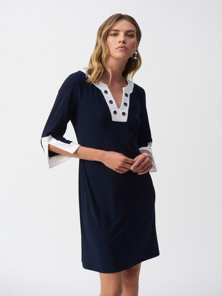 Joseph Ribkoff Knee-length A-line Dress In Midnight Blue 251046-Nicola Ross