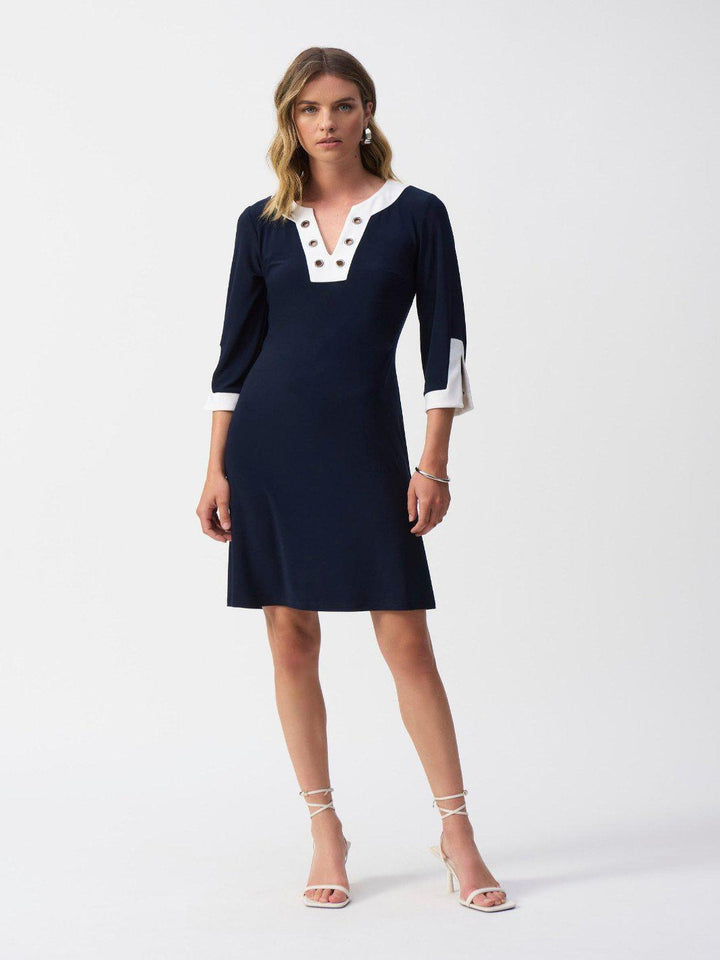 Joseph Ribkoff Knee-length A-line Dress In Midnight Blue 251046-Nicola Ross