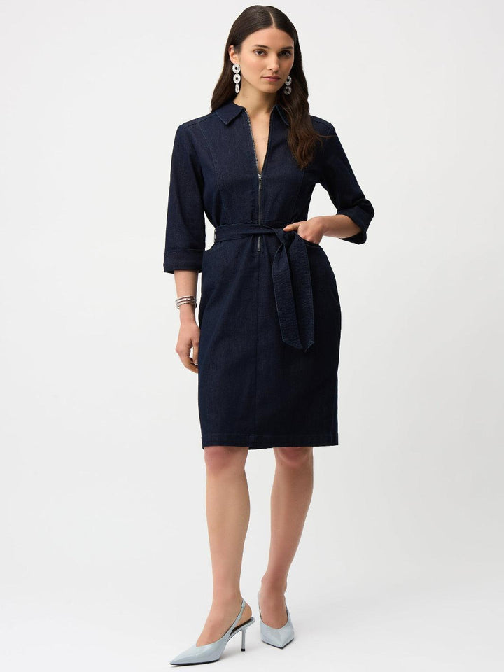 Joseph Ribkoff Knee-length Denim Shirt Dress 261900-Nicola Ross