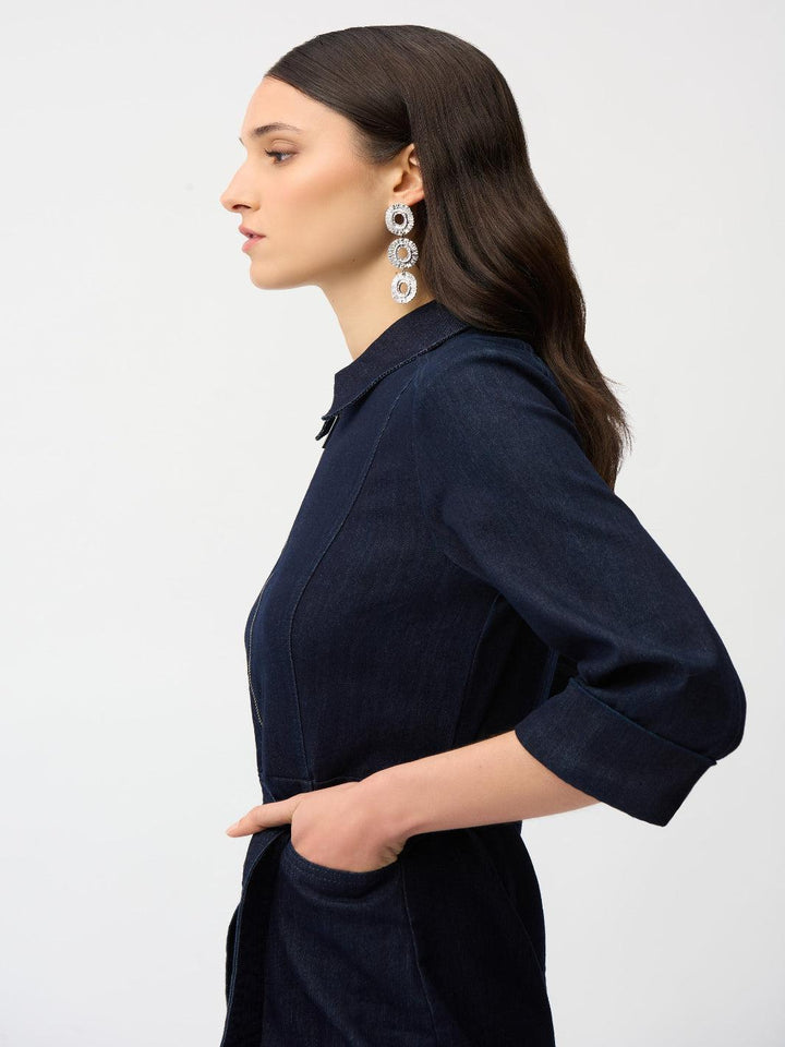 Joseph Ribkoff Knee-length Denim Shirt Dress 261900-Nicola Ross