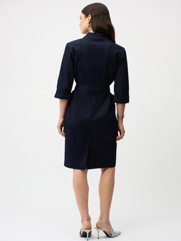 Joseph Ribkoff Knee-length Denim Shirt Dress 261900-Nicola Ross