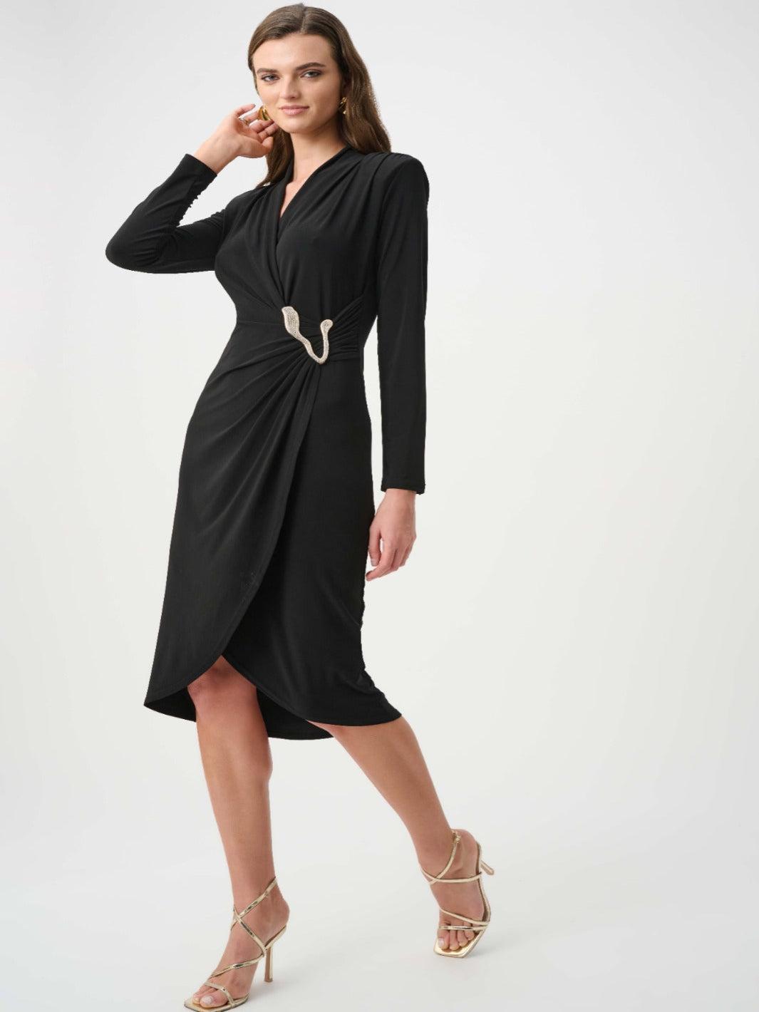 Joseph Ribkoff Knee-length Midi Dress In Black 263709-Nicola Ross