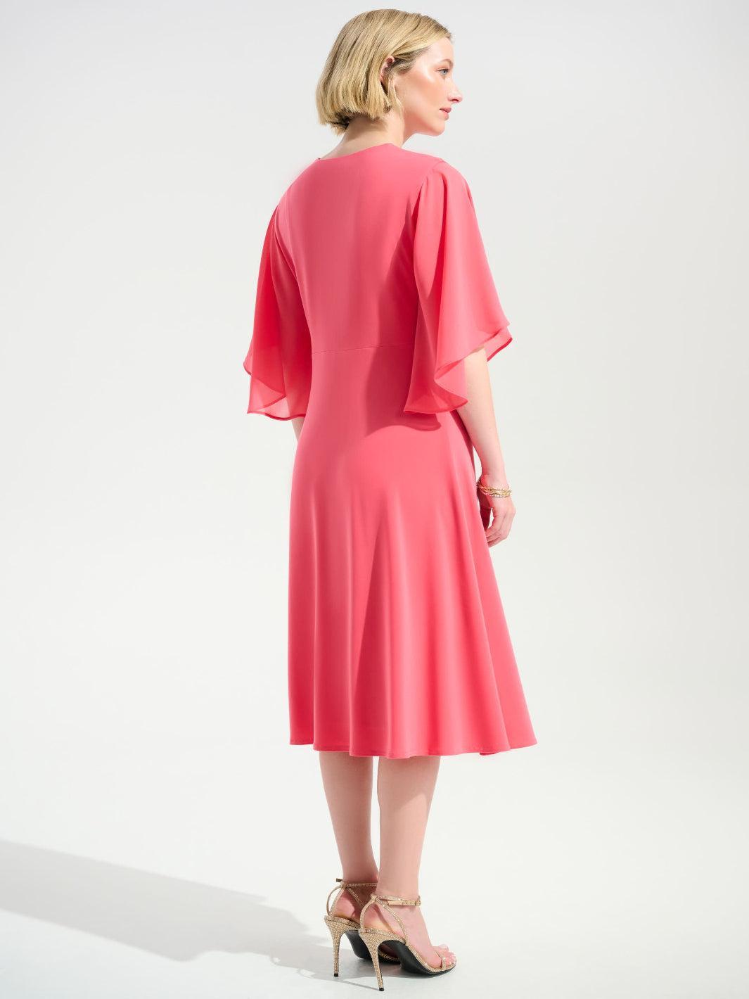 Joseph Ribkoff Knee-length Midi Dress In Coral 261710 Nicola Ross Joseph Ribkoff Knee-length Midi Dress In Coral 261710 Nicola Ross