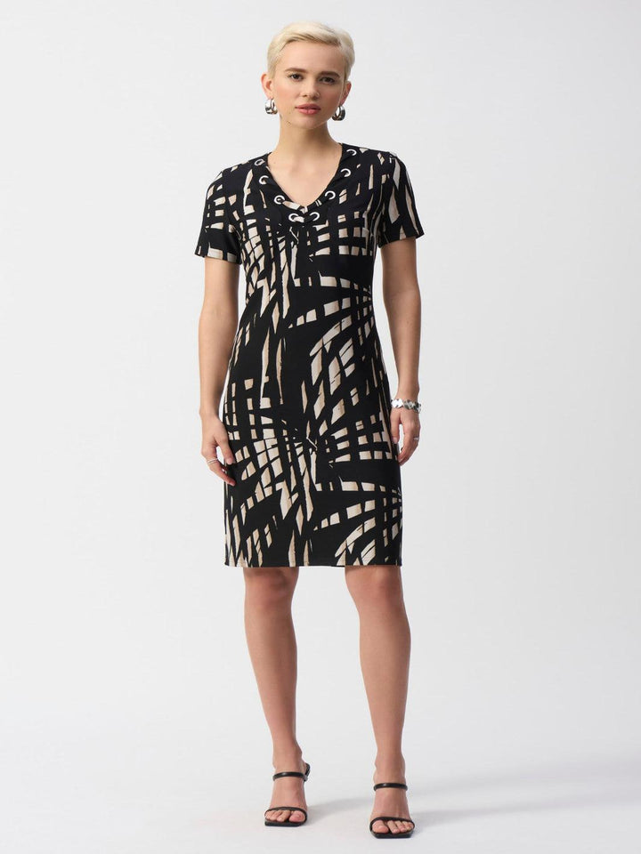 Joseph Ribkoff Knee-length Sheath Dress In Black/Multi 251266-Nicola Ross