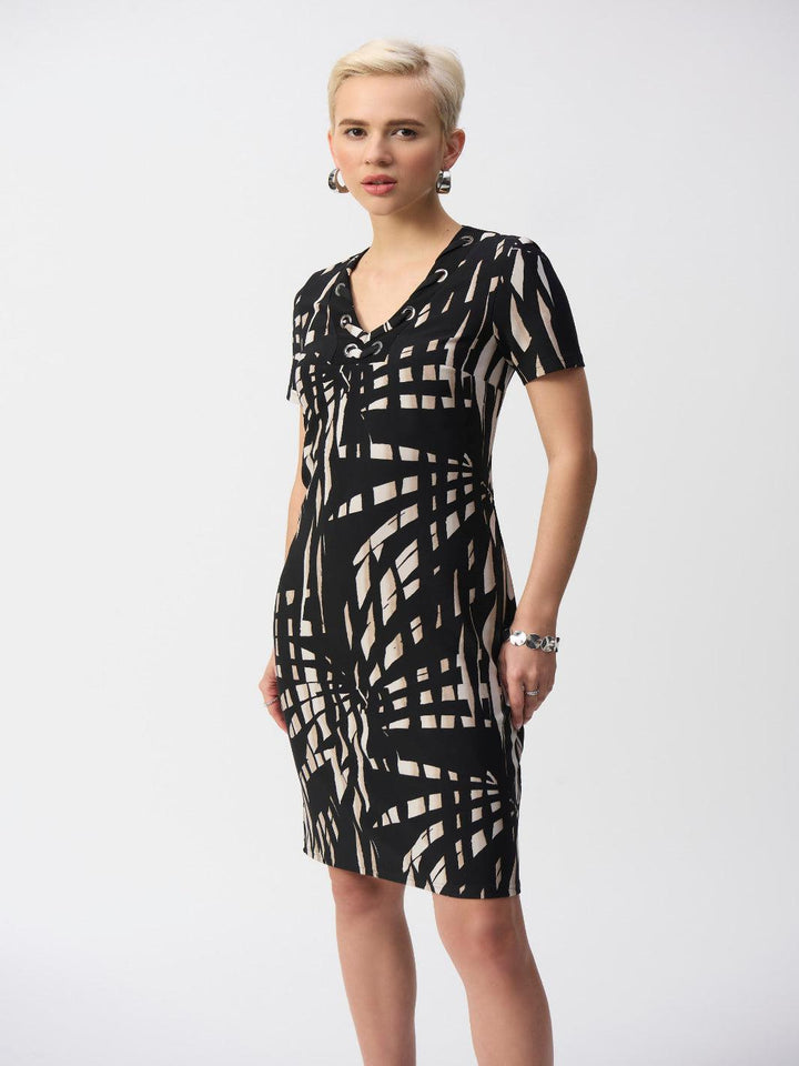 Joseph Ribkoff Knee-length Sheath Dress In Black/Multi 251266-Nicola Ross
