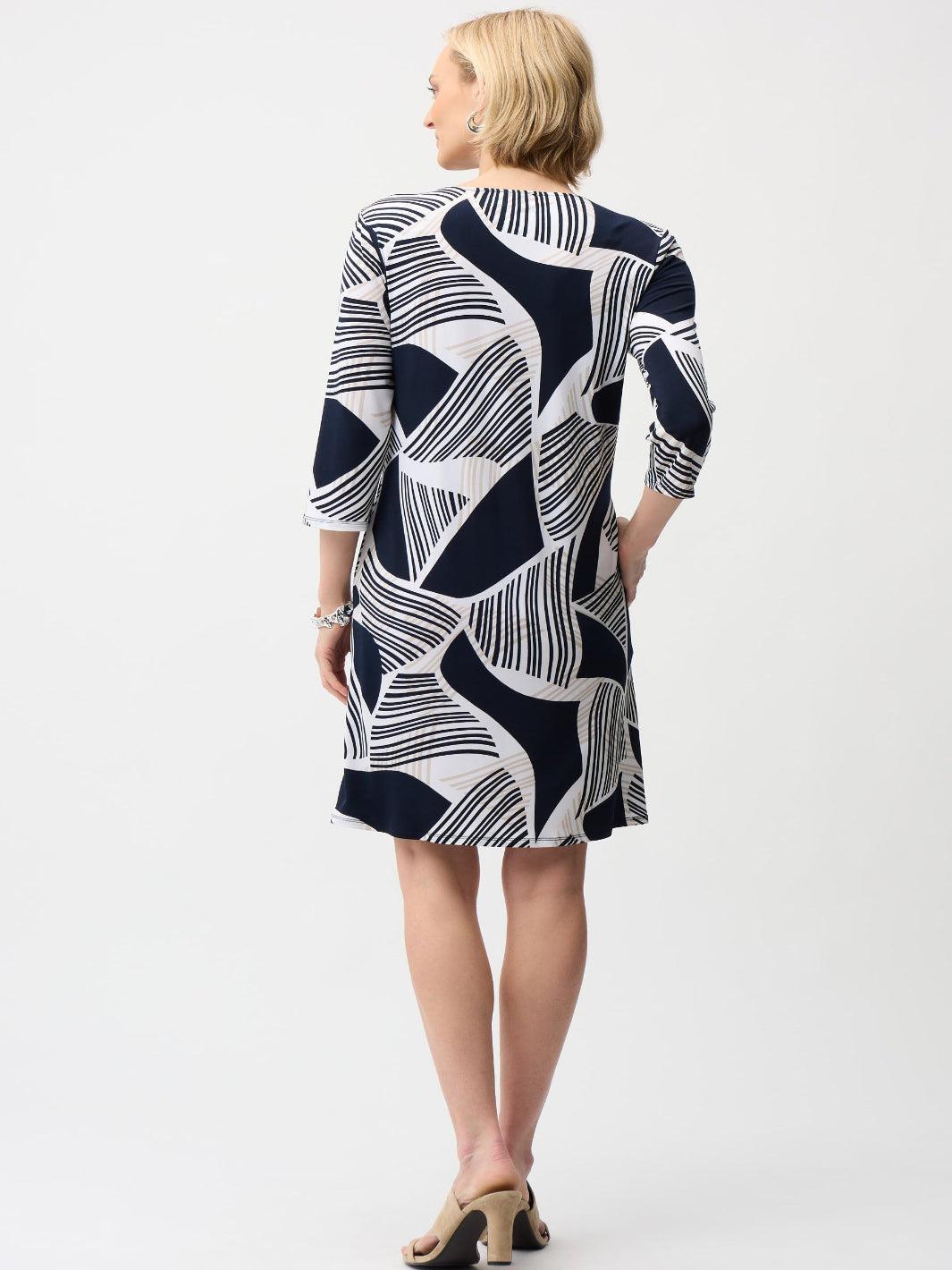 Joseph Ribkoff Knee-length Shift Dress In Vanilla/Multi 261046-Nicola Ross