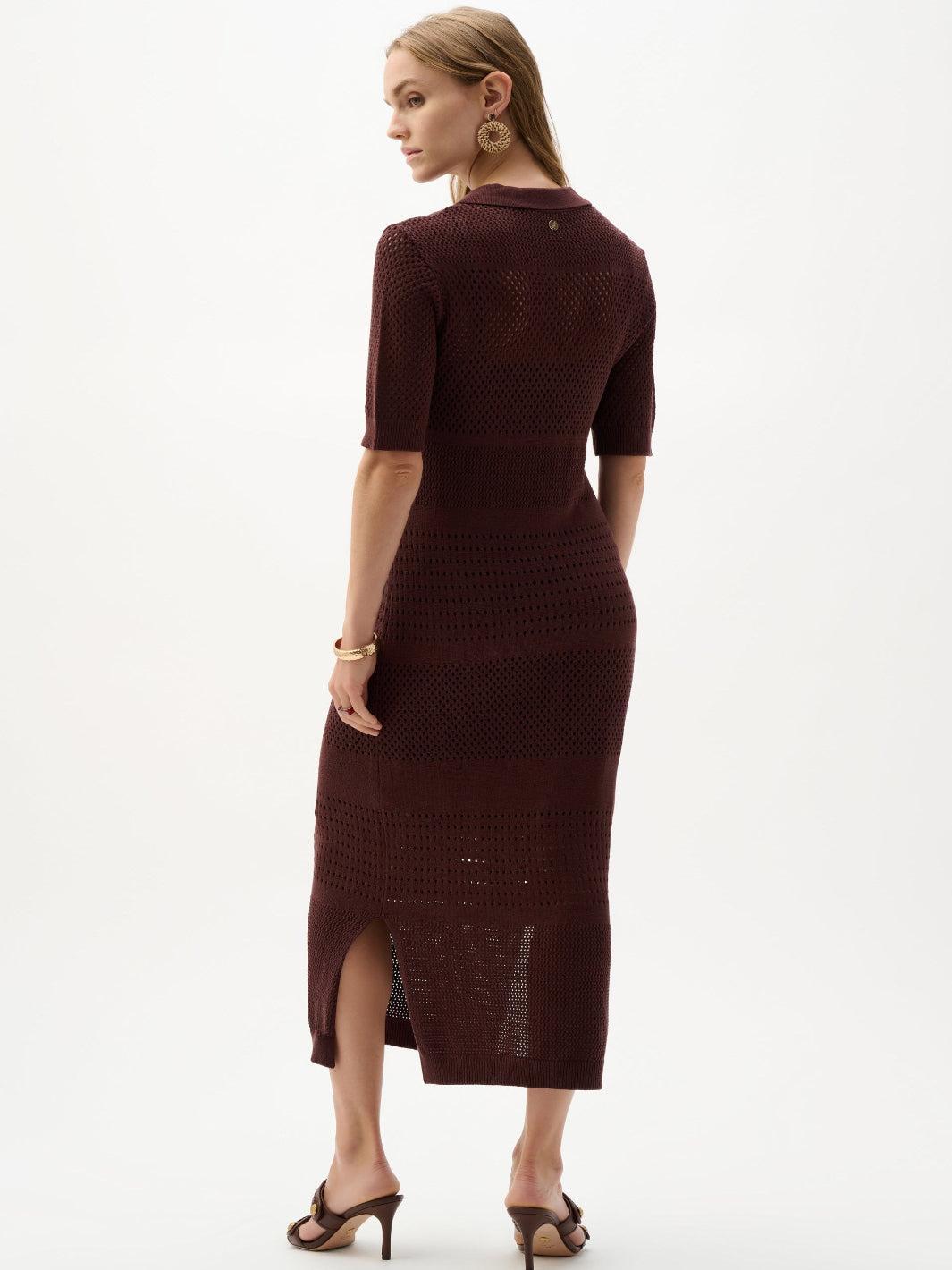 Joseph Ribkoff Knit Midi Dress In Mahogony 262931-Nicola Ross