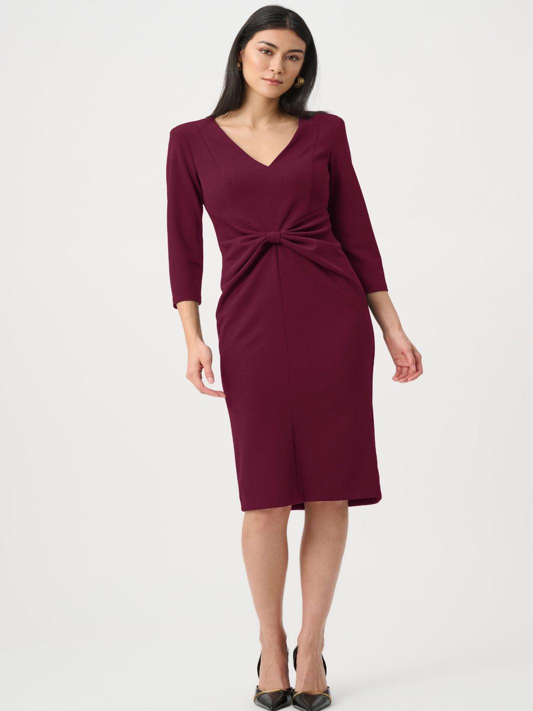 Joseph Ribkoff Knot Detail Midi Dress In Elderberry 263150-Nicola Ross