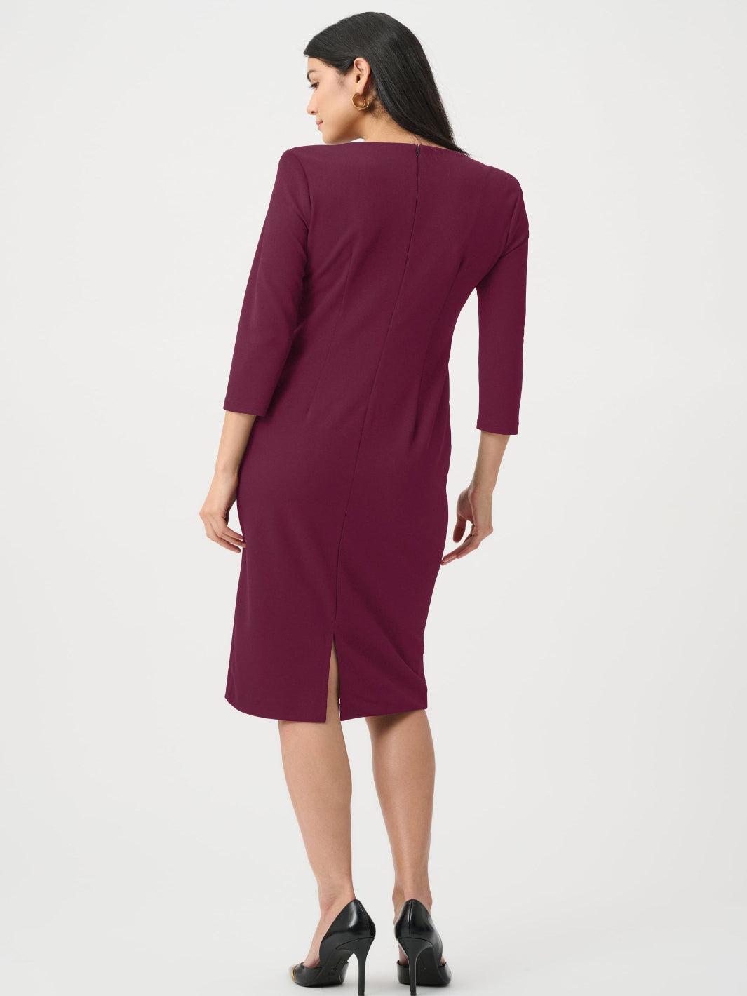 Joseph Ribkoff Knot Detail Midi Dress In Elderberry 263150-Nicola Ross