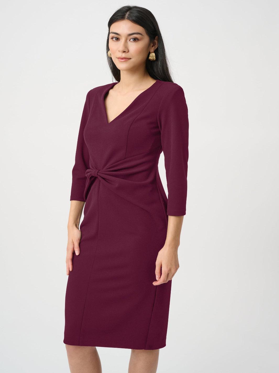 Joseph Ribkoff Knot Detail Midi Dress In Elderberry 263150-Nicola Ross