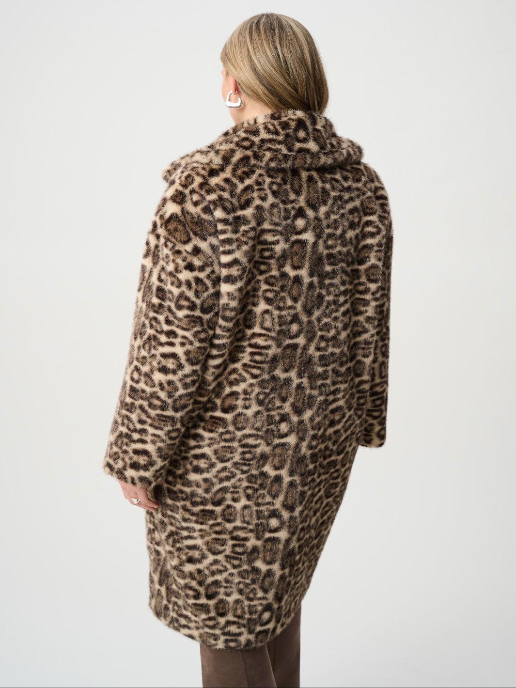 Joseph Ribkoff Leopard Print Faux Fur Coat In Beige 263919-Nicola Ross