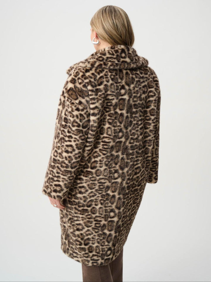 Joseph Ribkoff Leopard Print Faux Fur Coat In Beige 263919-Nicola Ross