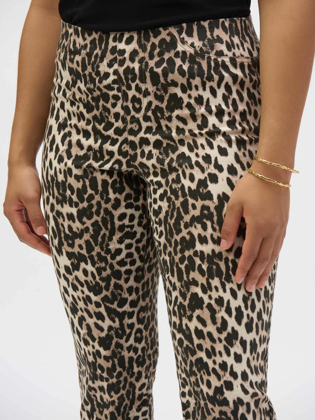 Joseph Ribkoff Leopard Print Flare Trousers In Beige/Black 252907-Nicola Ross