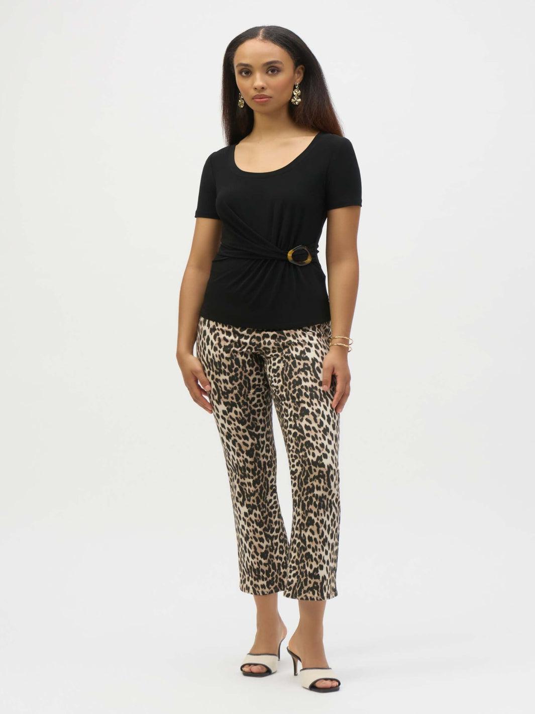 Joseph Ribkoff Leopard Print Flare Trousers In Beige/Black 252907-Nicola Ross