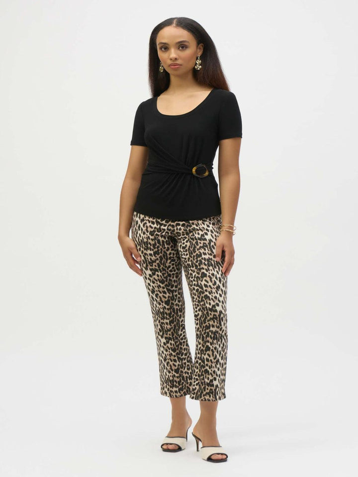 Joseph Ribkoff Leopard Print Flare Trousers In Beige/Black 252907-Nicola Ross