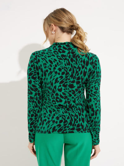 Joseph Ribkoff - Leopard Print Tie Detail Top In Green 233256-Nicola Ross
