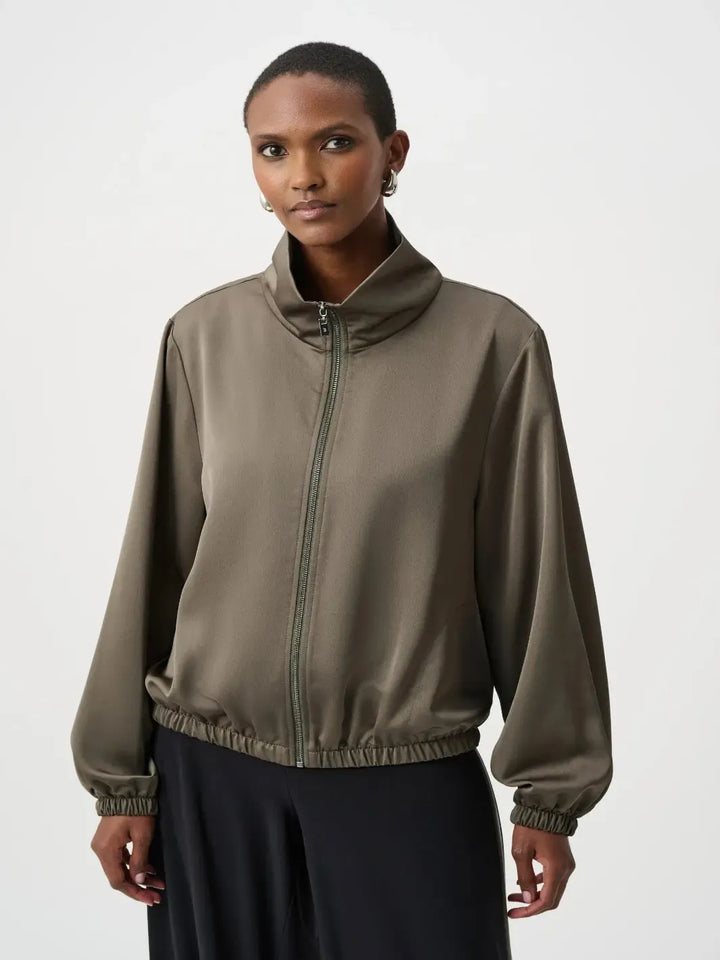 Joseph Ribkoff Lightweight Zip-Up Bomber Jacket In Avocado 263614-Nicola Ross