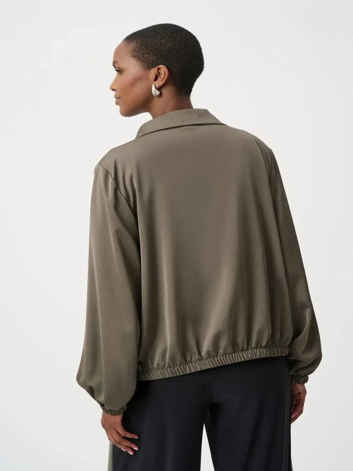 Joseph Ribkoff Lightweight Zip-Up Bomber Jacket In Avocado 263614-Nicola Ross