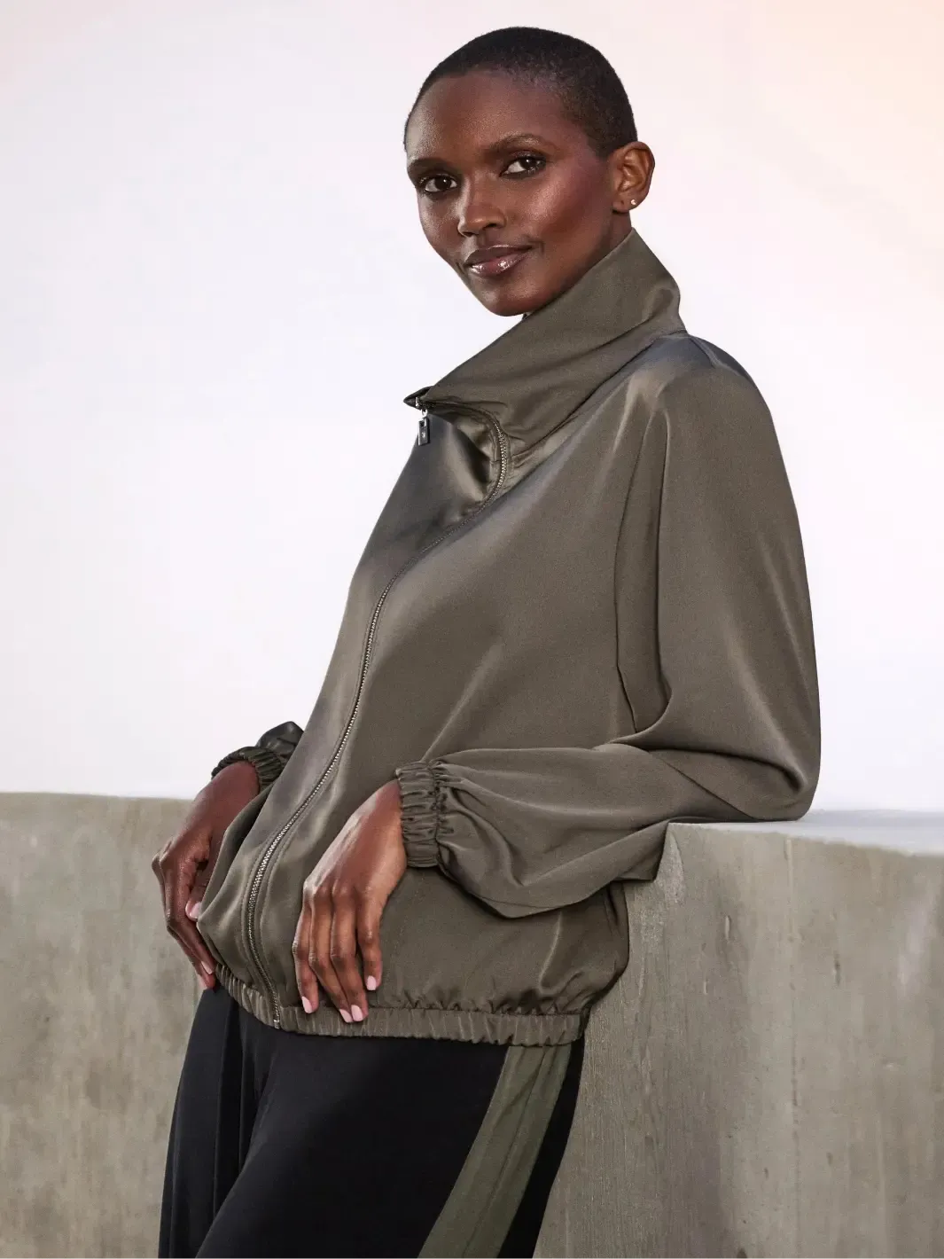 Joseph Ribkoff Lightweight Zip-Up Bomber Jacket In Avocado 263614-Nicola Ross