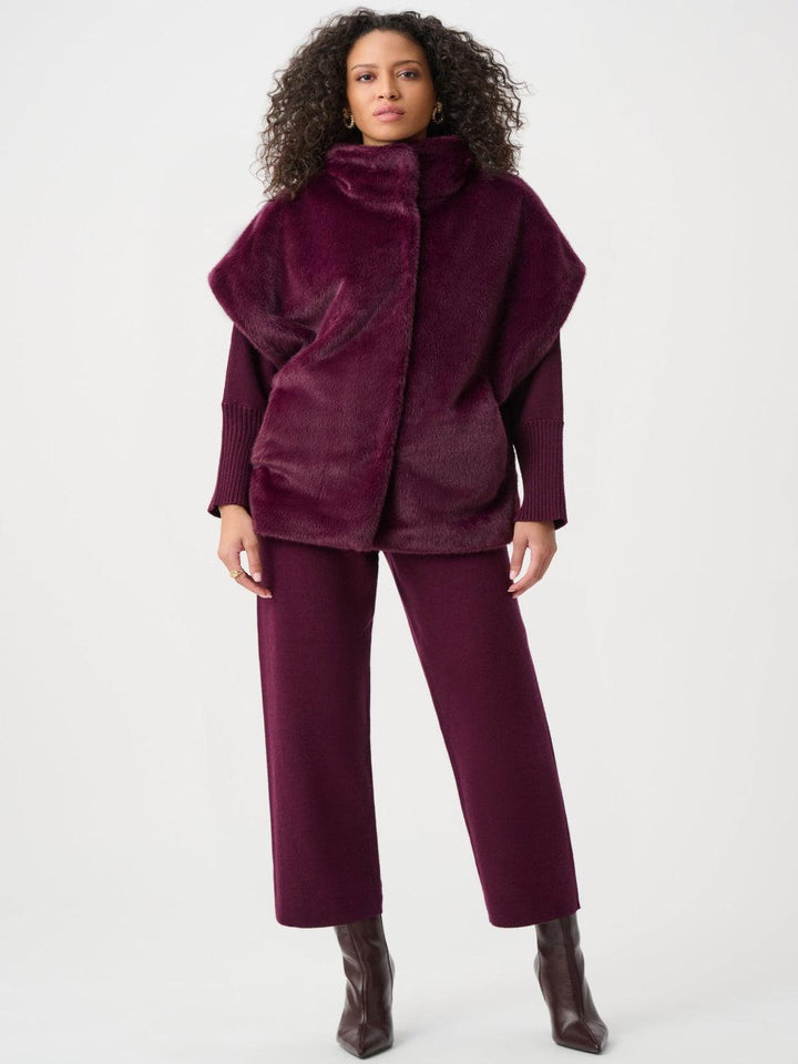 Joseph Ribkoff Luxury Faux Fur Sleeveless Jacket In Elderberry 263918-Nicola Ross