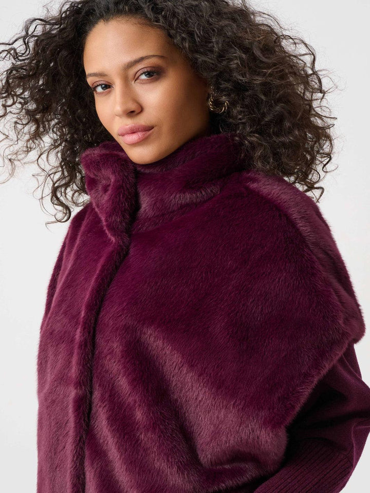 Joseph Ribkoff Luxury Faux Fur Sleeveless Jacket In Elderberry 263918-Nicola Ross