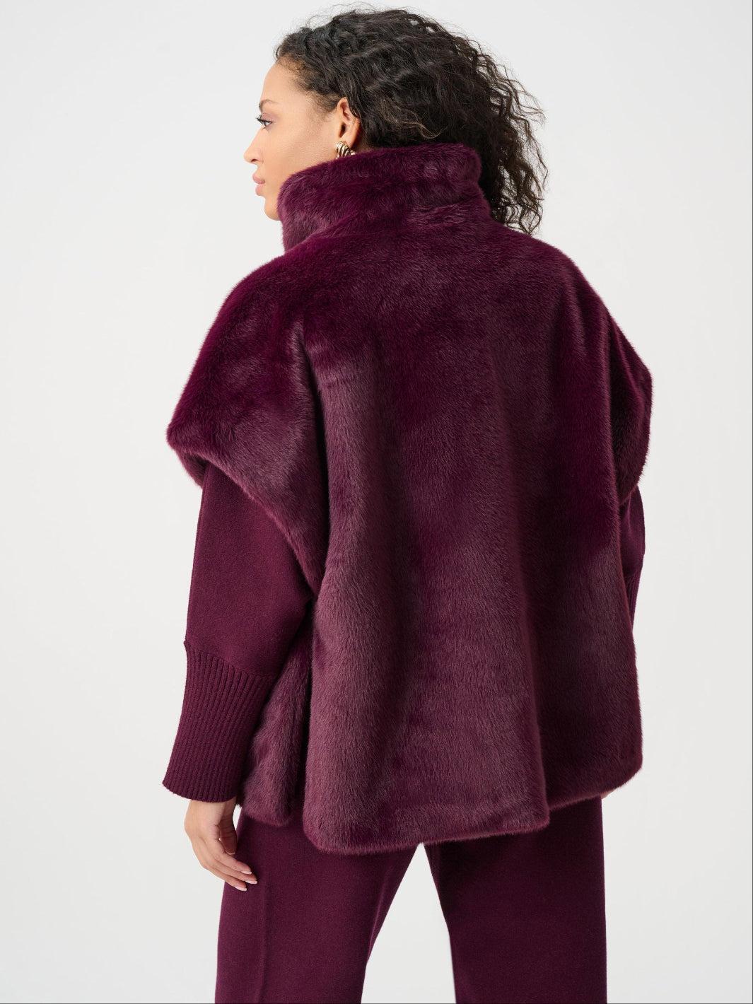 Joseph Ribkoff Luxury Faux Fur Sleeveless Jacket In Elderberry 263918-Nicola Ross