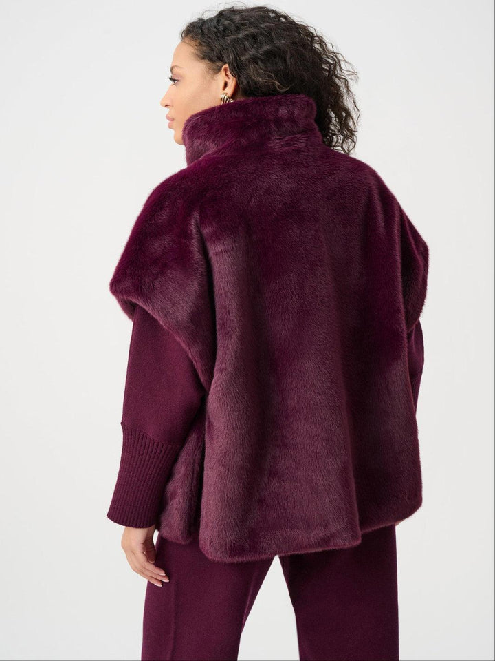 Joseph Ribkoff Luxury Faux Fur Sleeveless Jacket In Elderberry 263918-Nicola Ross