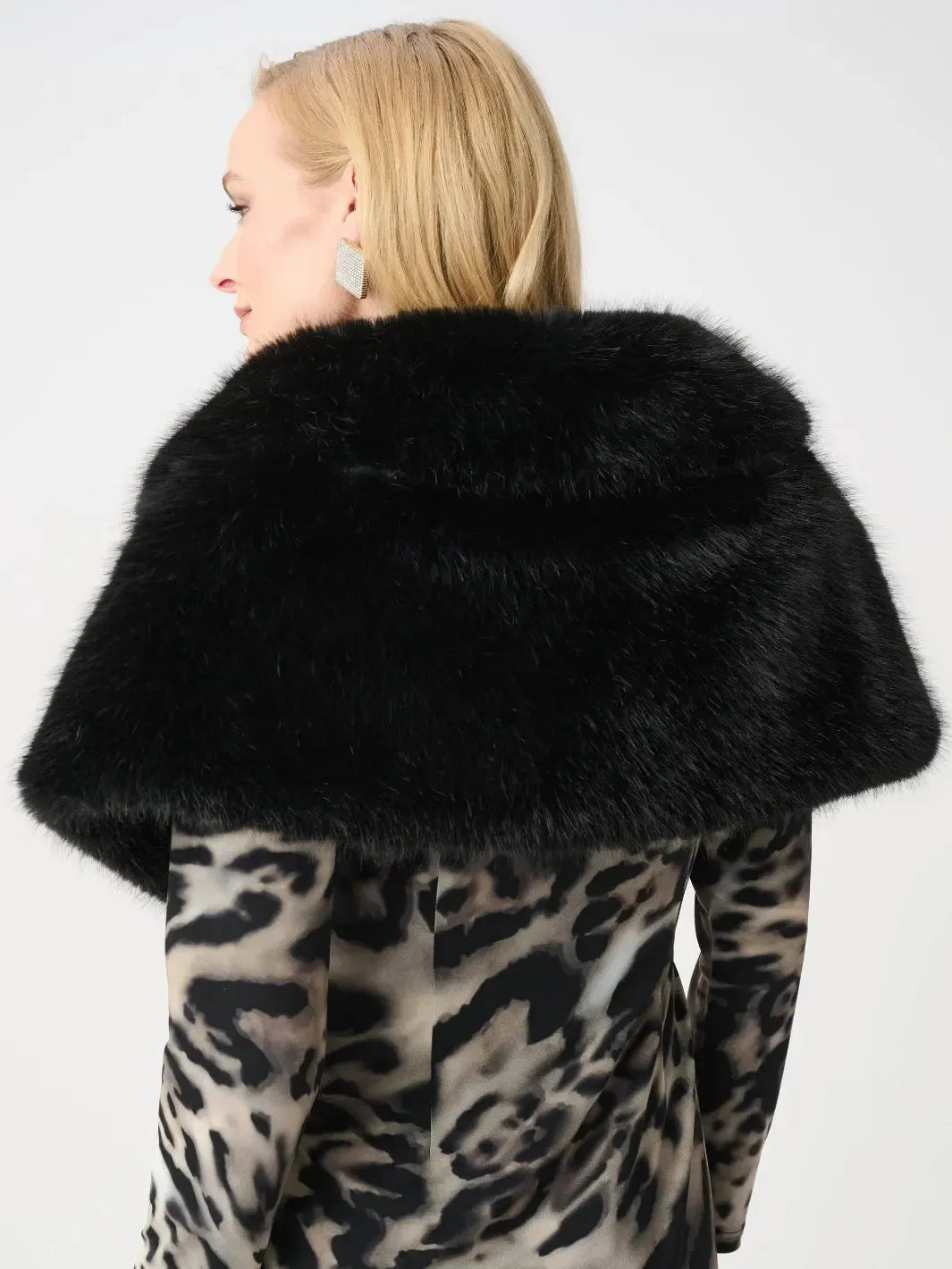 Joseph Ribkoff Luxury Faux Fur Wrap In Black 263740-Nicola Ross