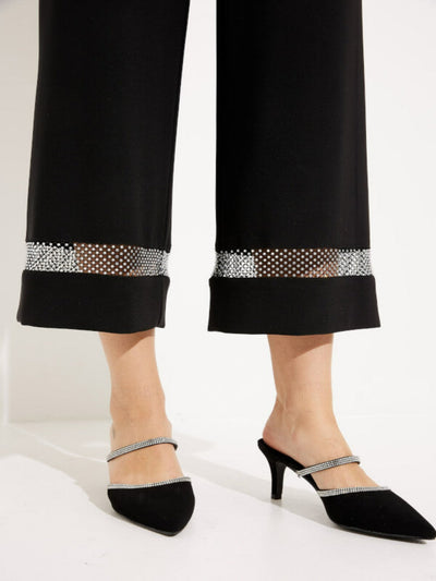 Joseph Ribkoff - Mesh Wide Leg Pants in Black 233749-Nicola Ross