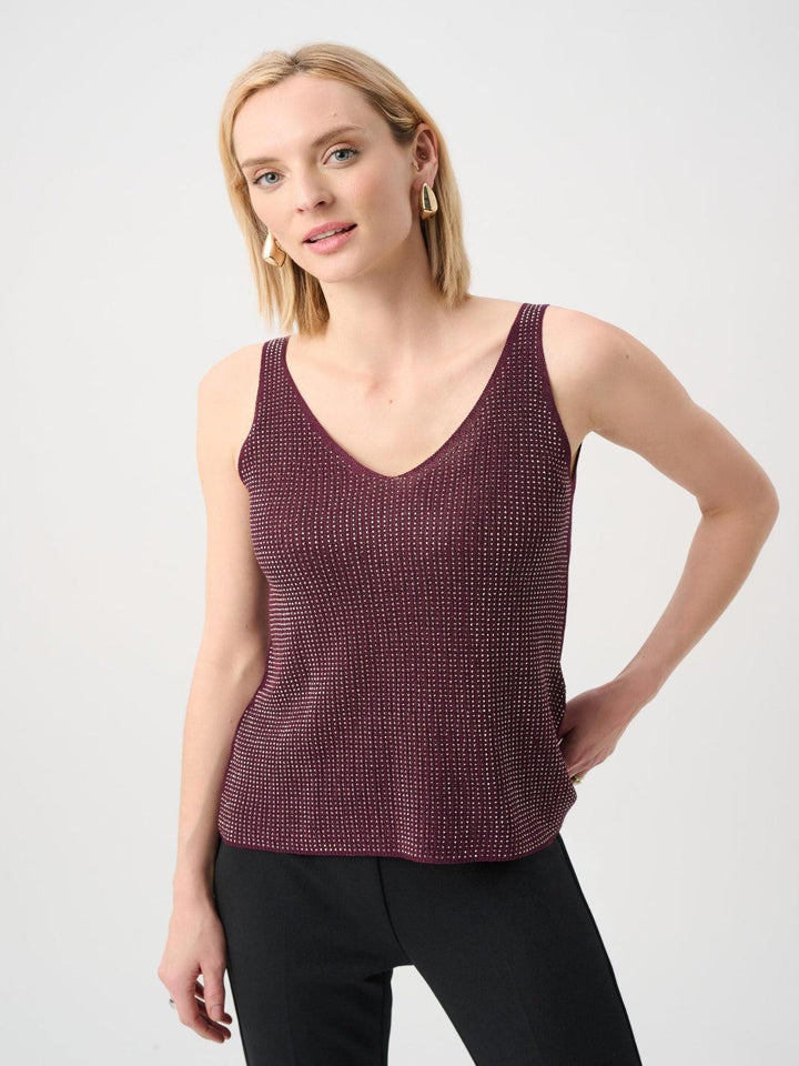 Joseph Ribkoff Metallic Knitted Camisole In Elderberry 252915F26-Nicola Ross