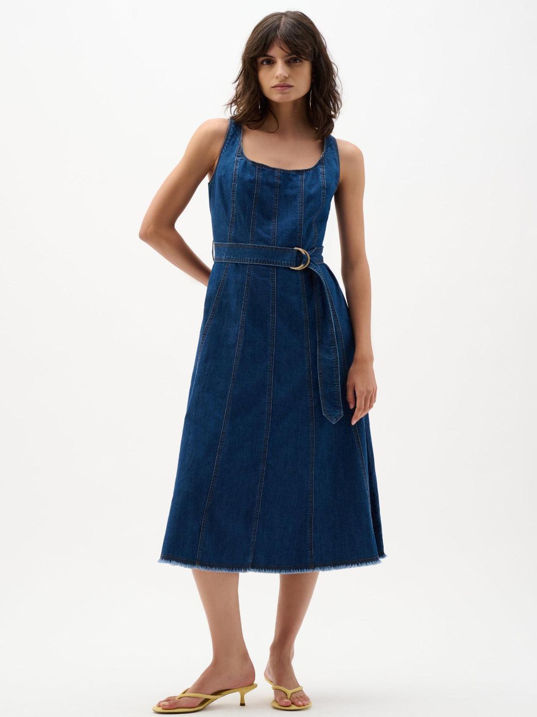Joseph Ribkoff Midi Denim Dress In Blue 262901 – Nicola Ross