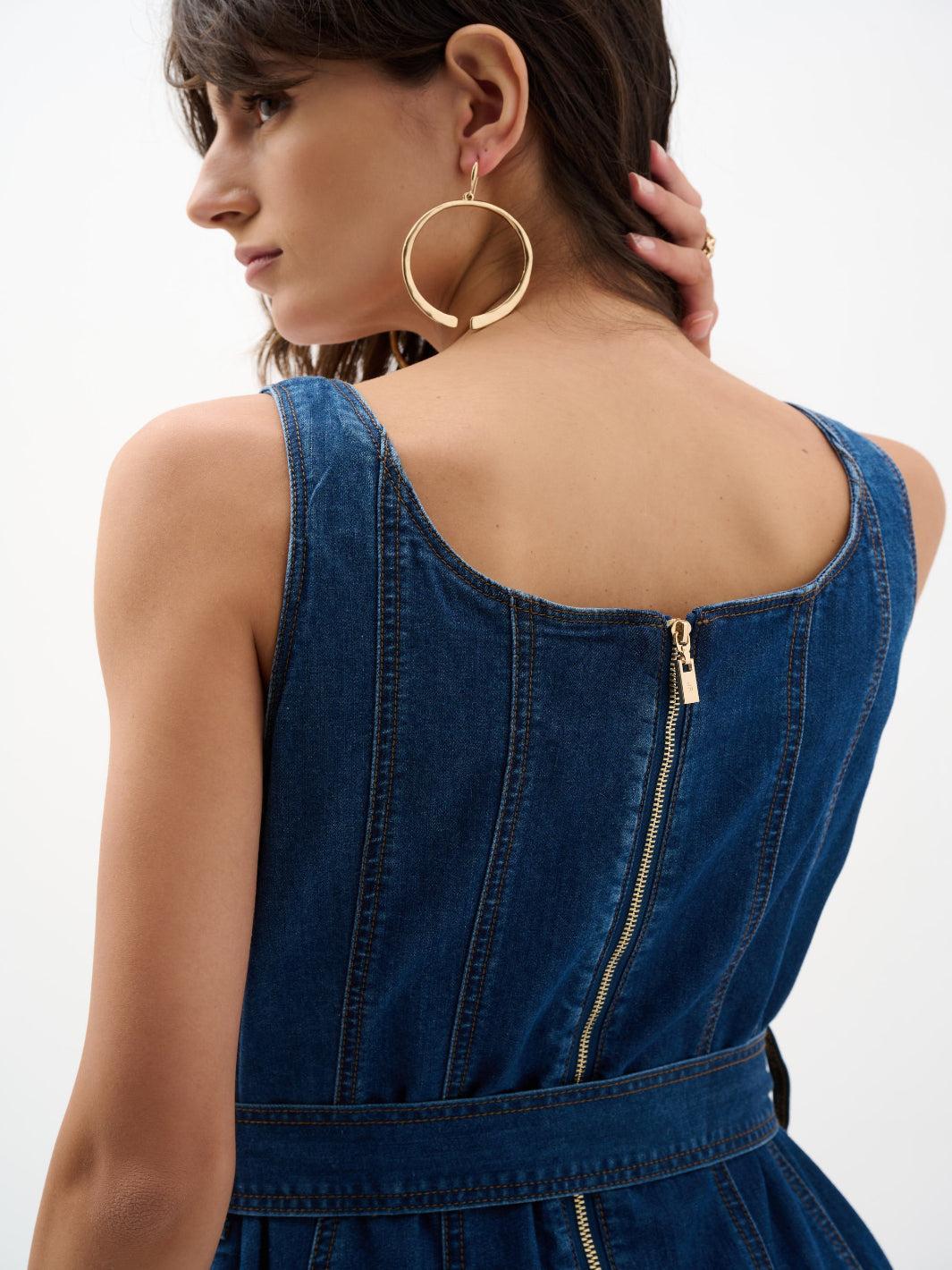 Joseph Ribkoff Midi Denim Dress In Blue 262901-Nicola Ross