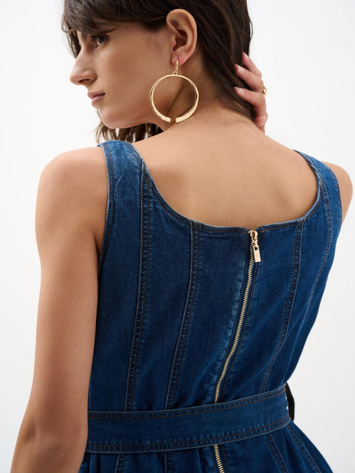 Joseph Ribkoff Midi Denim Dress In Blue 262901-Nicola Ross