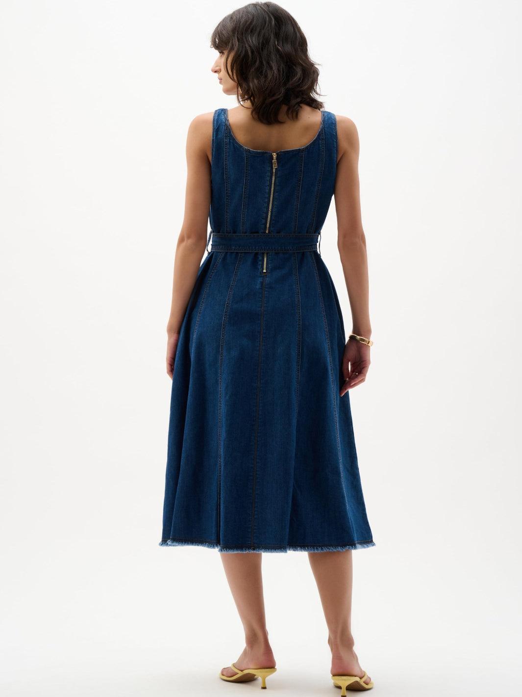 Joseph Ribkoff Midi Denim Dress In Blue 262901-Nicola Ross