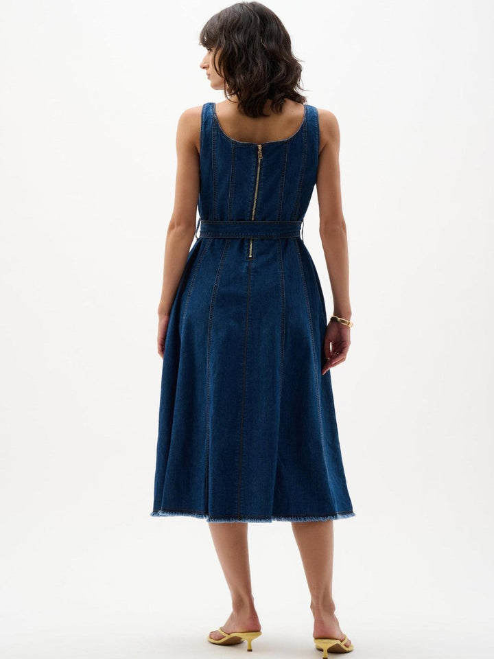 Joseph Ribkoff Midi Denim Dress In Blue 262901-Nicola Ross