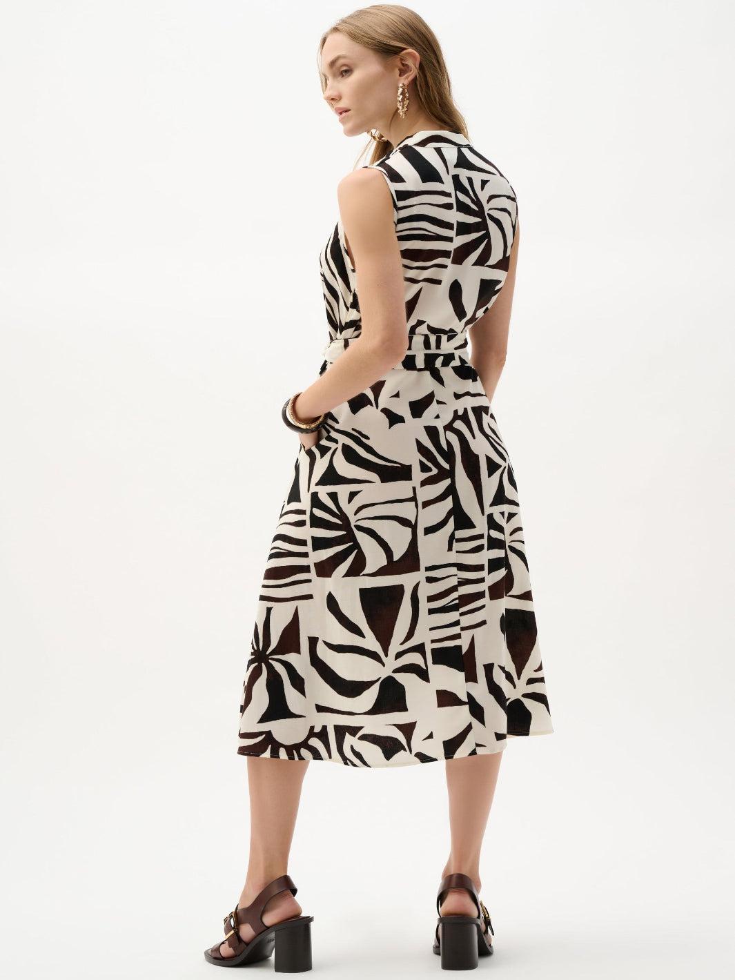 Joseph Ribkoff Midi Dress In Beige/Multi 262226-Nicola Ross