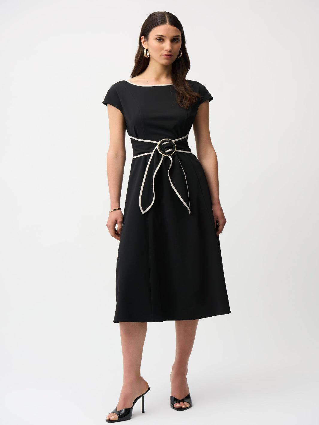 Joseph Ribkoff Midi Dress In Black/Moonstone 261051-Nicola Ross