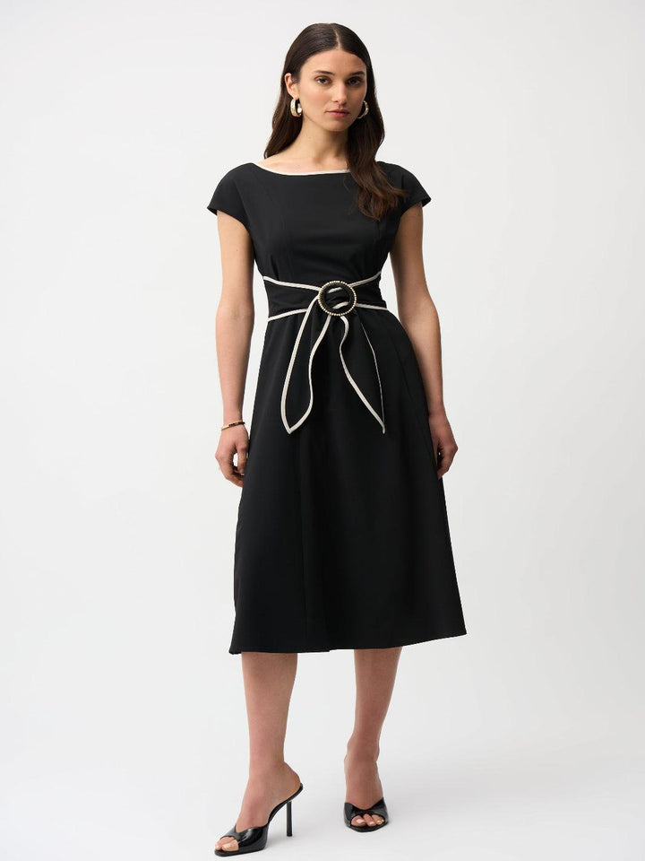 Joseph Ribkoff Midi Dress In Black/Moonstone 261051-Nicola Ross