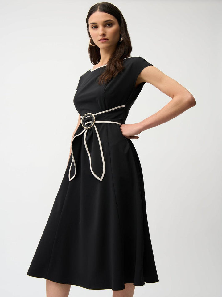 Joseph Ribkoff Midi Dress In Black/Moonstone 261051-Nicola Ross