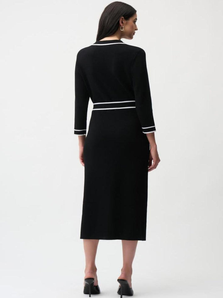 Joseph Ribkoff Midi Dress In Black/Vanilla 261944-Nicola Ross