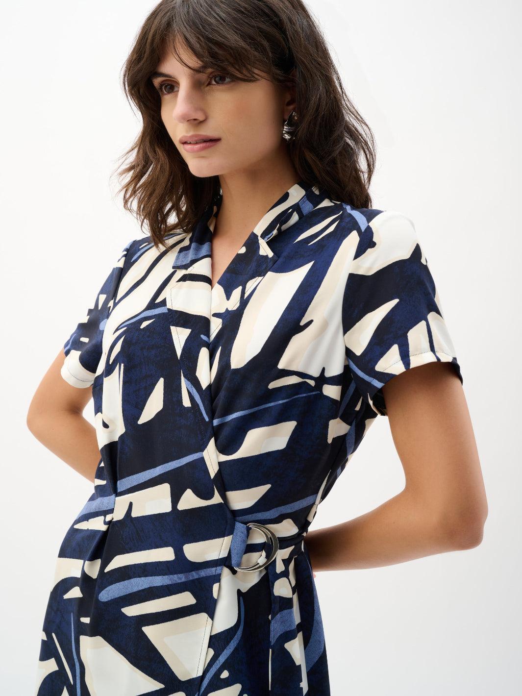Joseph Ribkoff Midi Dress In Vanilla/Multi 262128-Nicola Ross