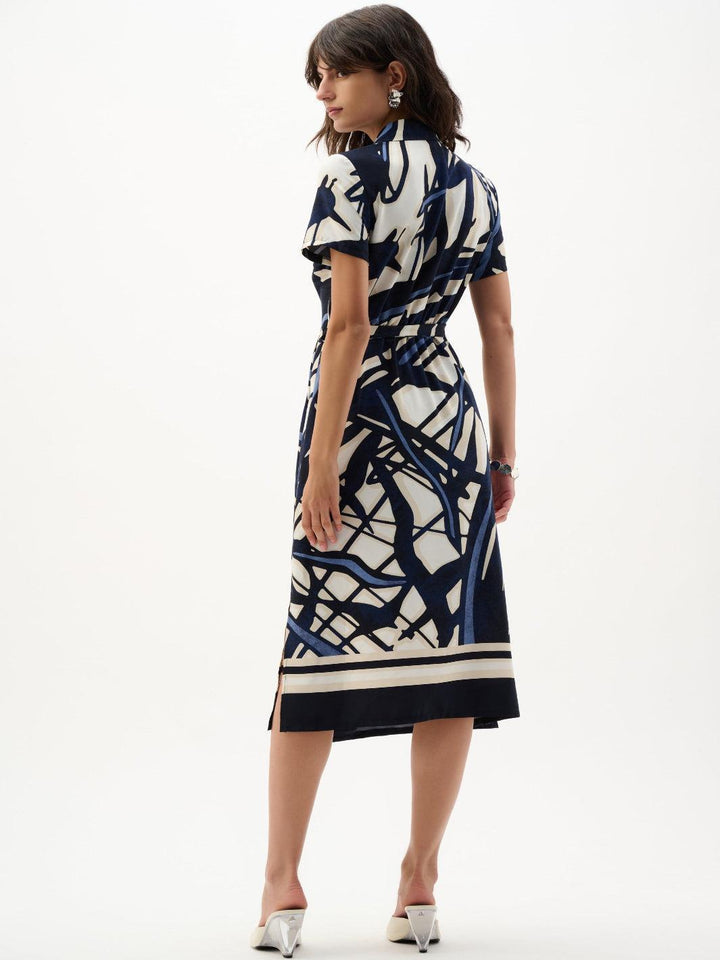 Joseph Ribkoff Midi Dress In Vanilla/Multi 262128-Nicola Ross