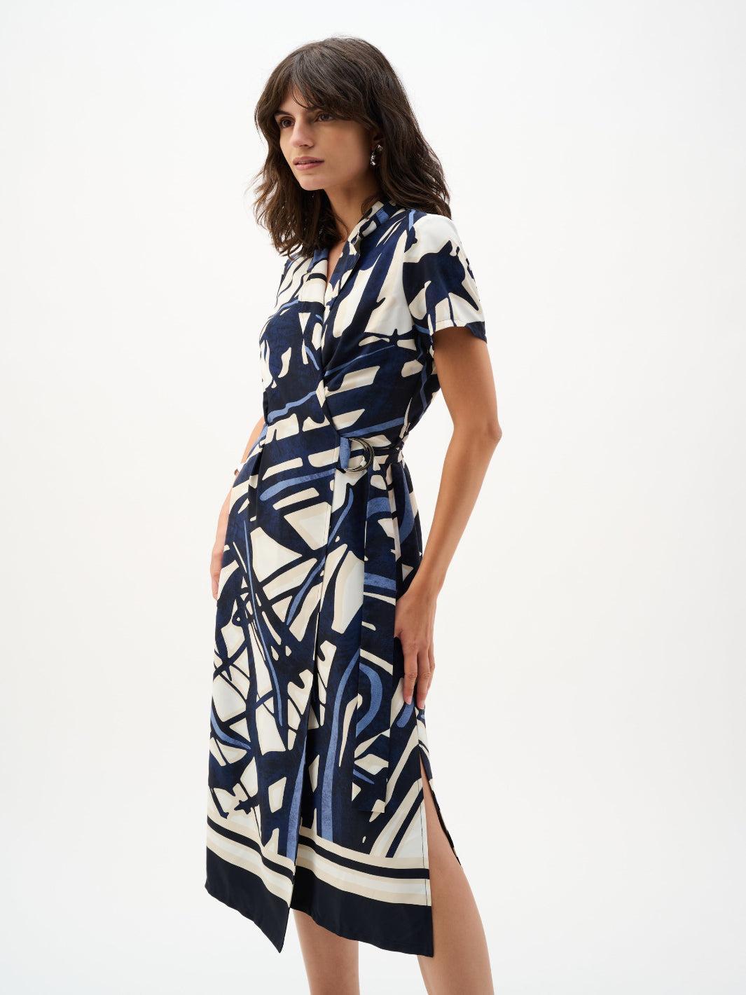 Joseph Ribkoff Midi Dress In Vanilla/Multi 262128-Nicola Ross